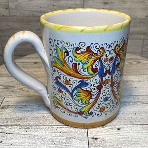 Meridiana Ceramiche Floral Italian Coffee Mug 16oz